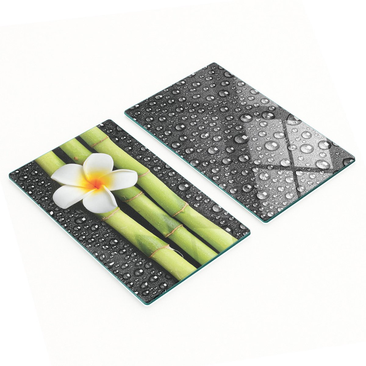 Decoratieve snijplanken van gehard glas met frangipani-bloemmotief, 2x30x52 cm