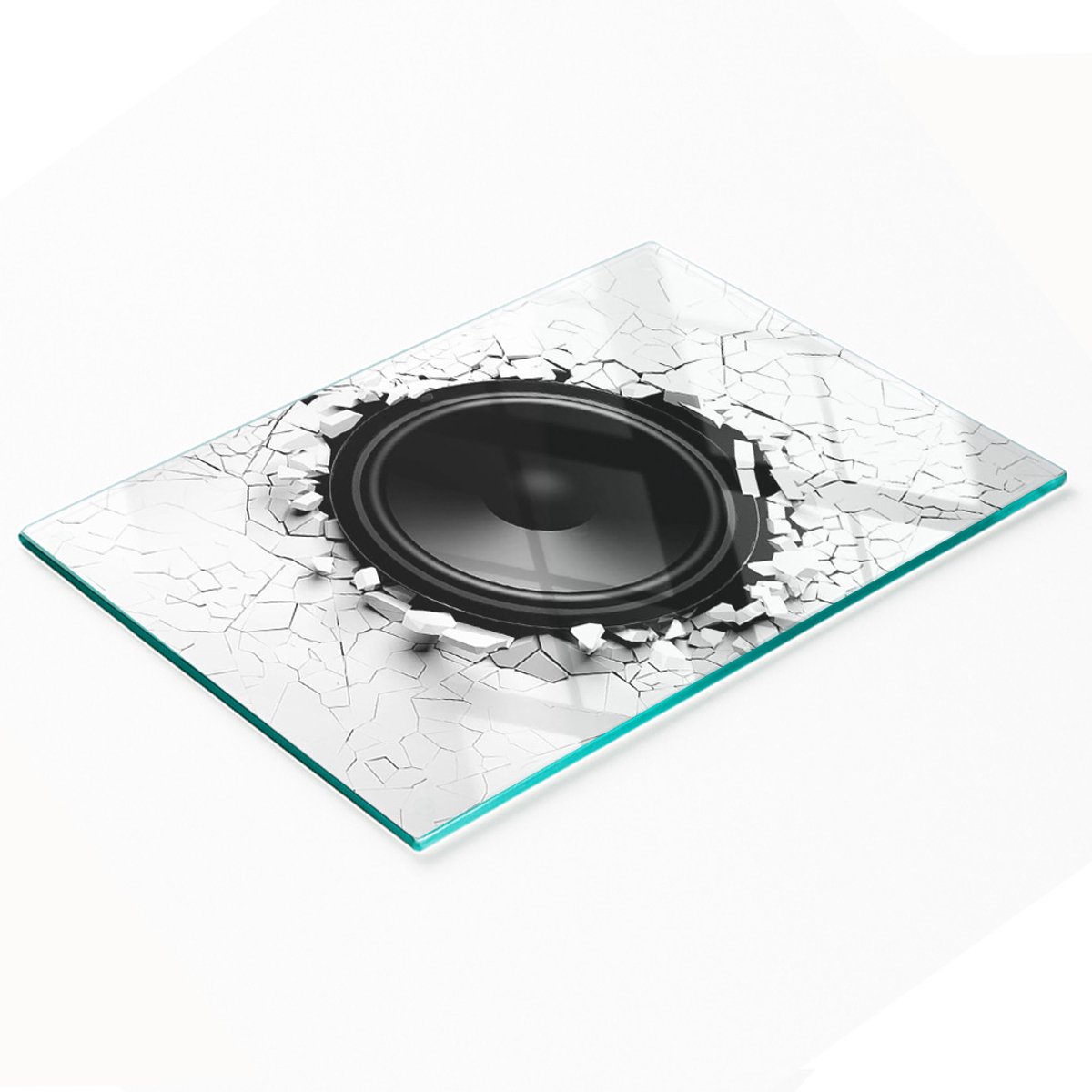 Multifunctionele decoratieve keukenplank van gehard glas met luidspreker, 80x52 cm