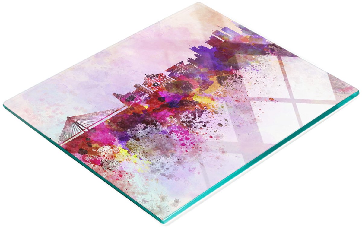 Multifunctioneel decoratief keukenbord van gehard glas, Warschau, 60x52 cm
