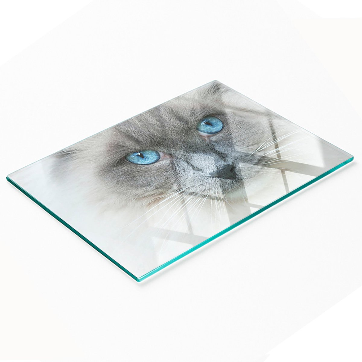 Decoratieve snijplank van gehard glas met kattenogen (80x52 cm)