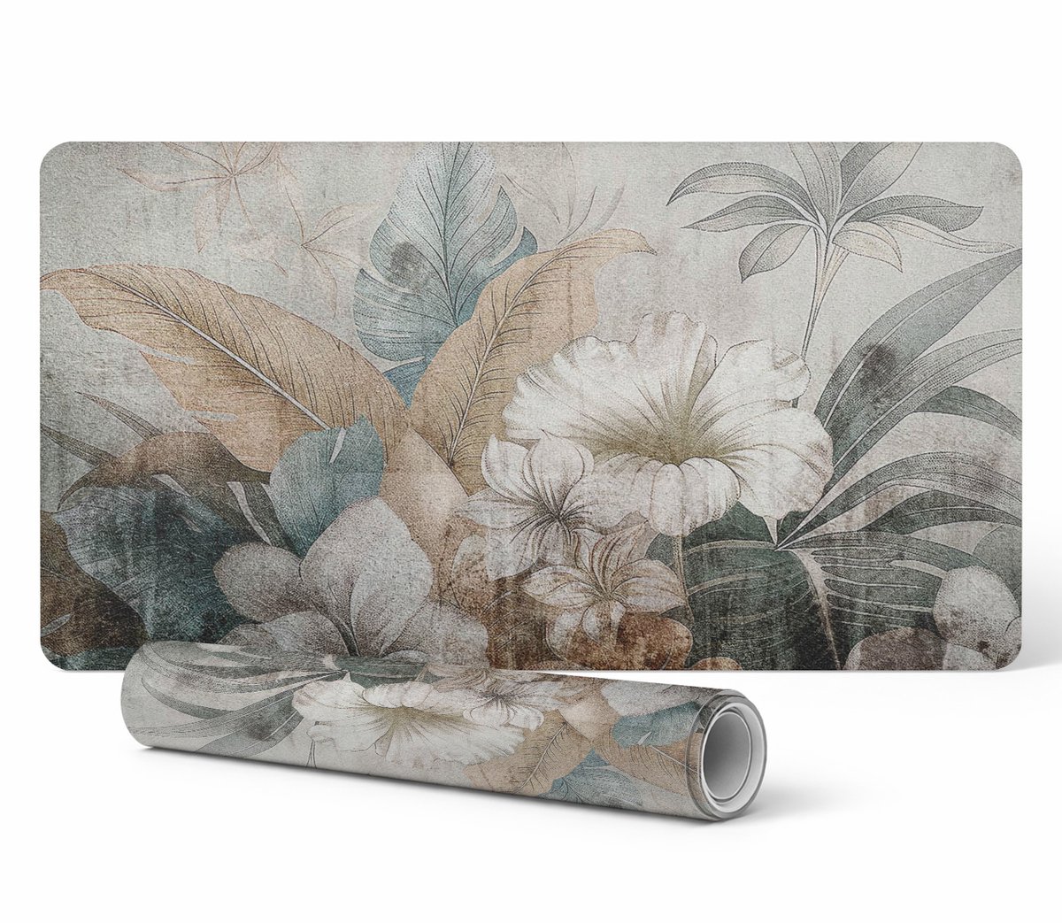 Moderne beschermende toetsenbordmat met vintage bloemenpatroon, 120x60 cm