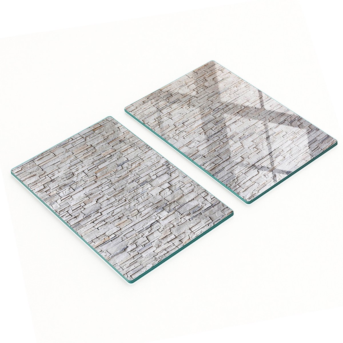 Decoratieve snijplanken van gehard glas met stenen muurmotief, 2x40x52 cm