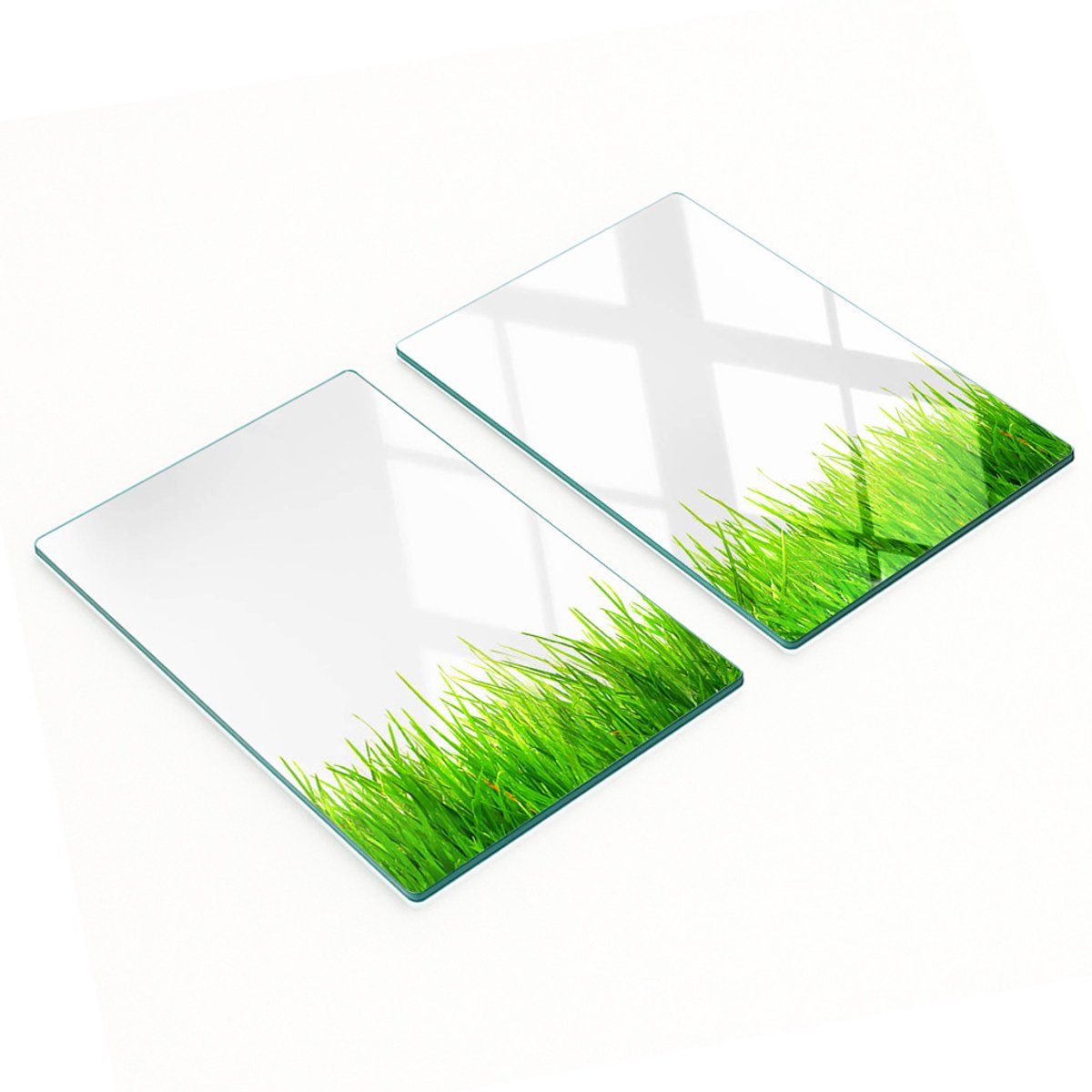 Multifunctionele decoratieve keukenplanken van gehard glas met grasmotief, 2x40x52 cm