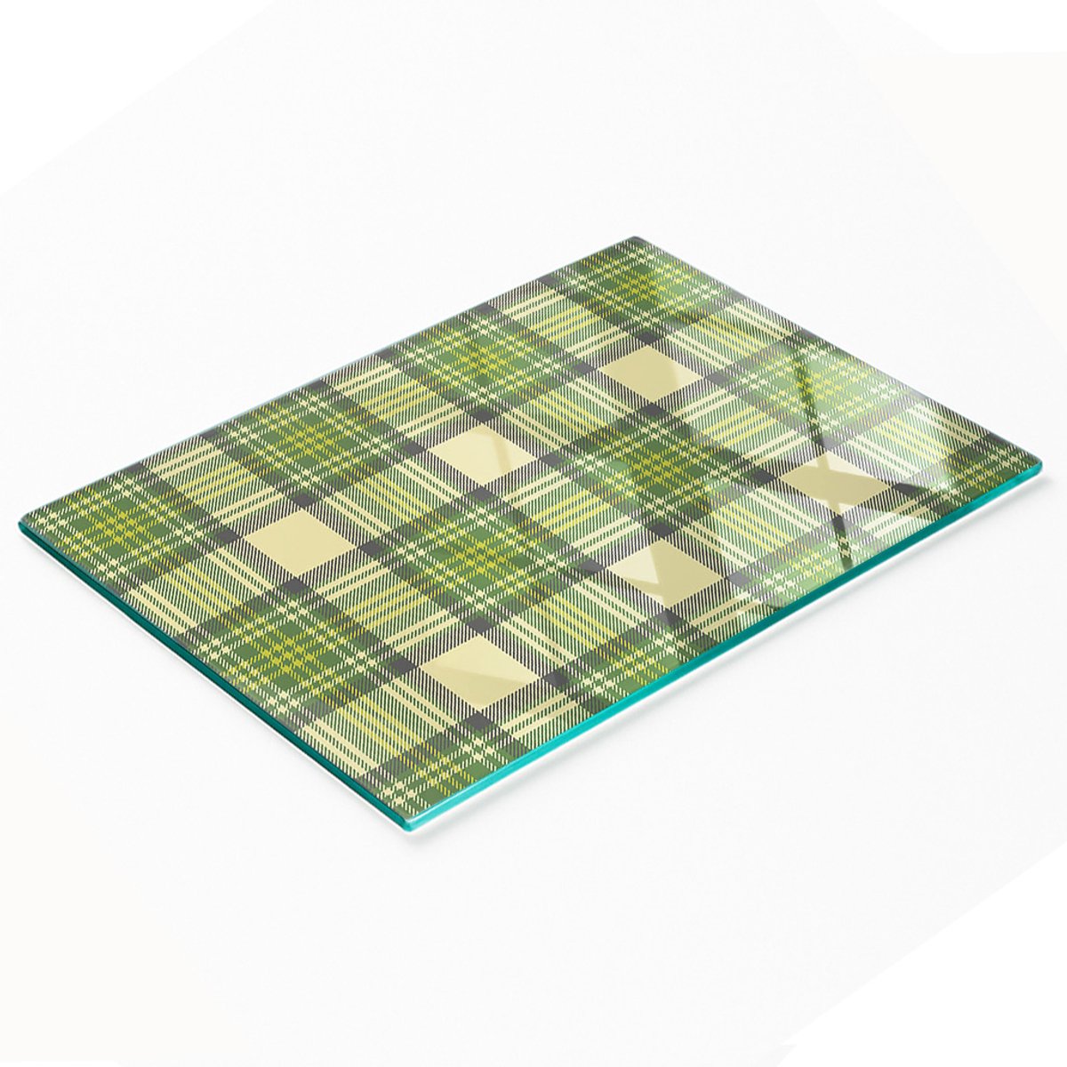 Glazen serveerplank met afbeelding, groen gaas, 80x52 cm