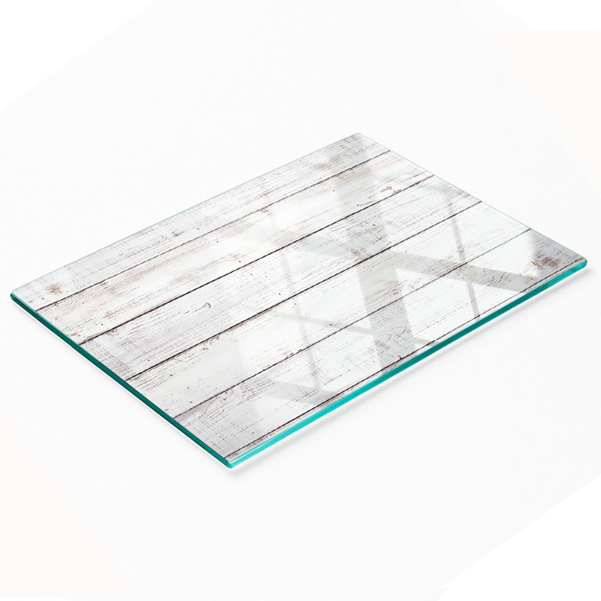 Glazen keukensnijplank met afbeelding, houten wandbekleding, 80x52 cm