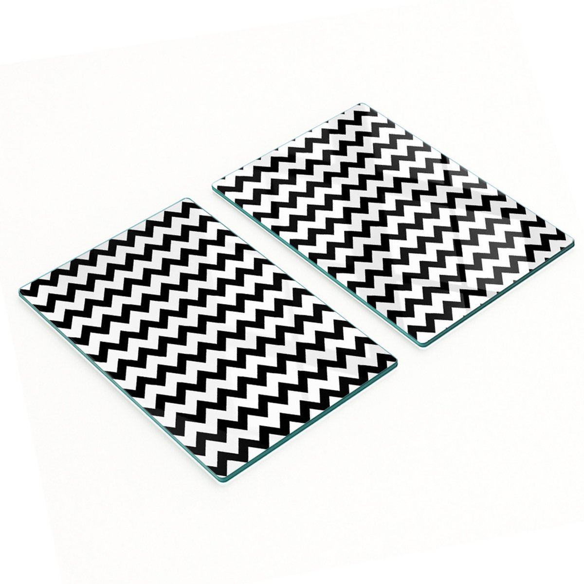 Decoratieve glazen snijplanken met zigzagpatroon, 2x40x52 cm