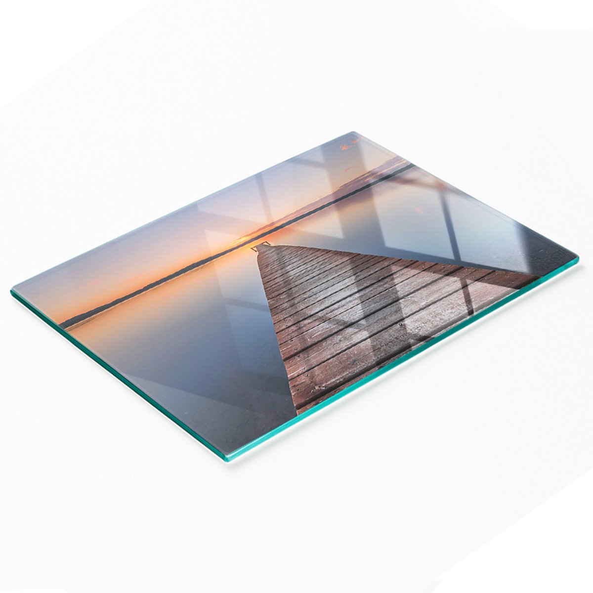 Keukenplank van gehard glas met decoratieve afbeeldingen, houten Molo 80x52 cm