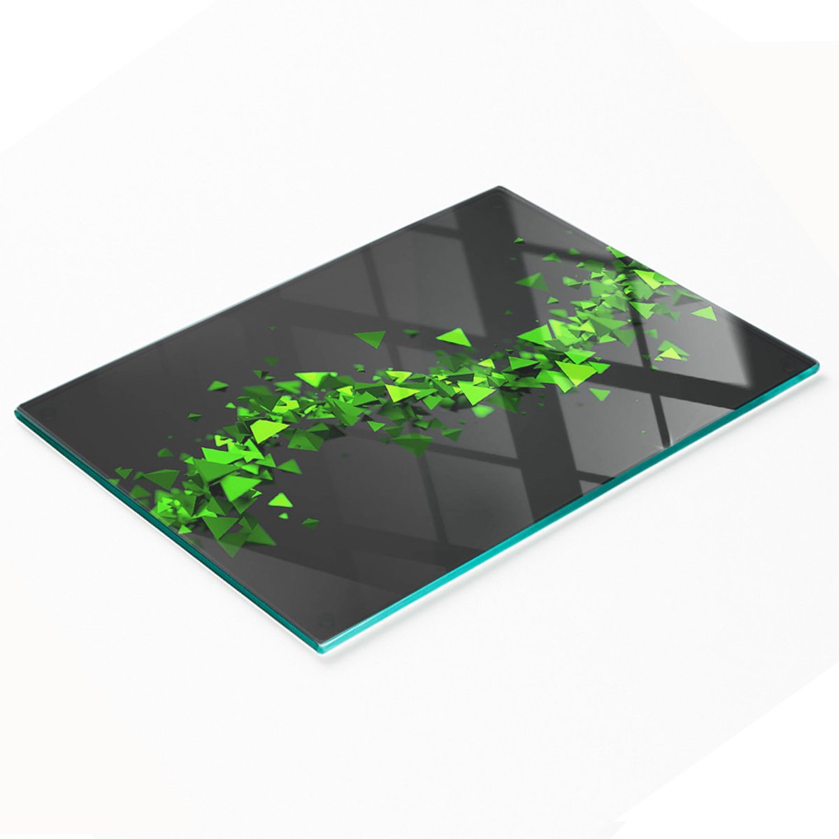 Glazen serveerplank met geometrisch golfpatroon, 80x52 cm