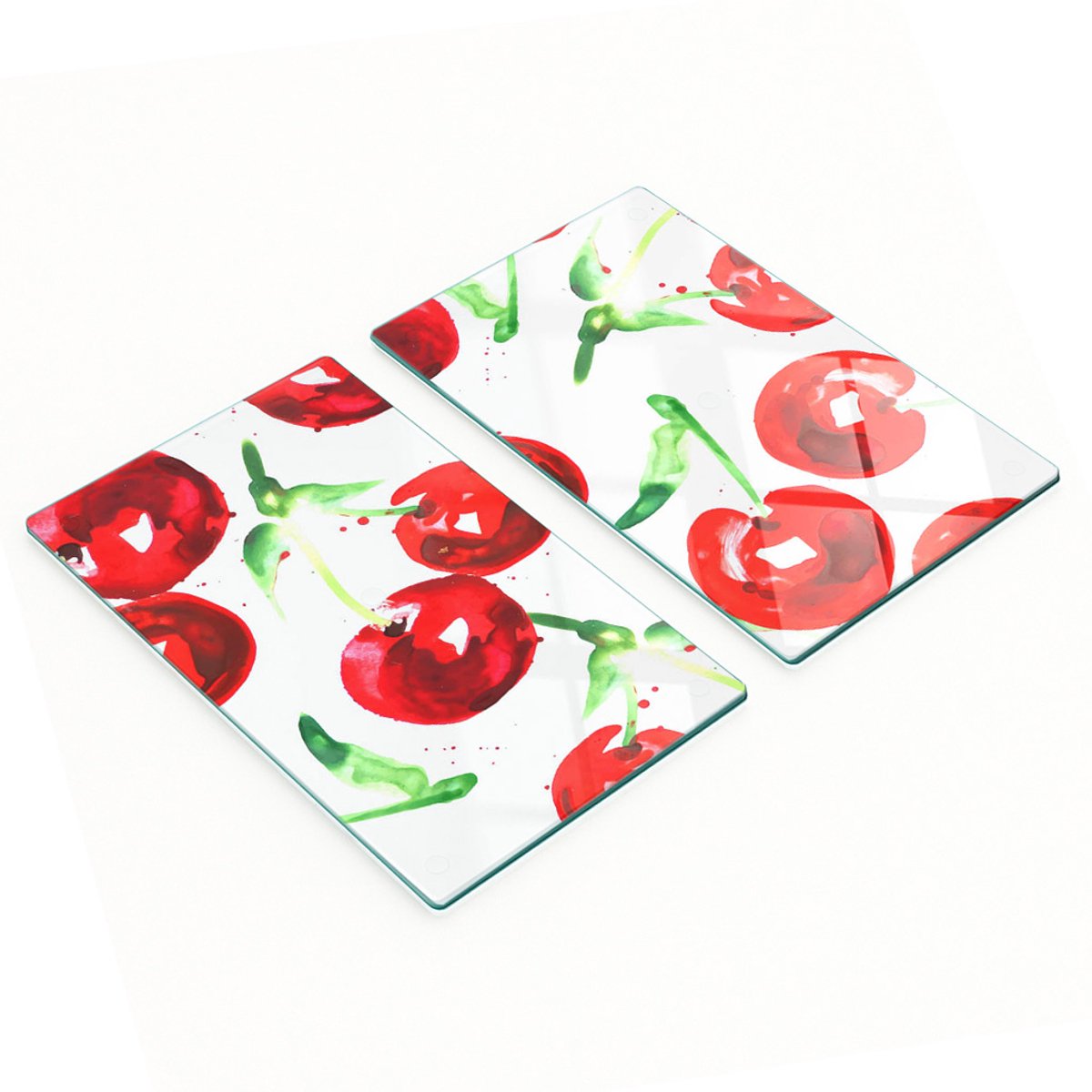 Multifunctionele decoratieve glazen borden met kersenprint 2x30x52 cm