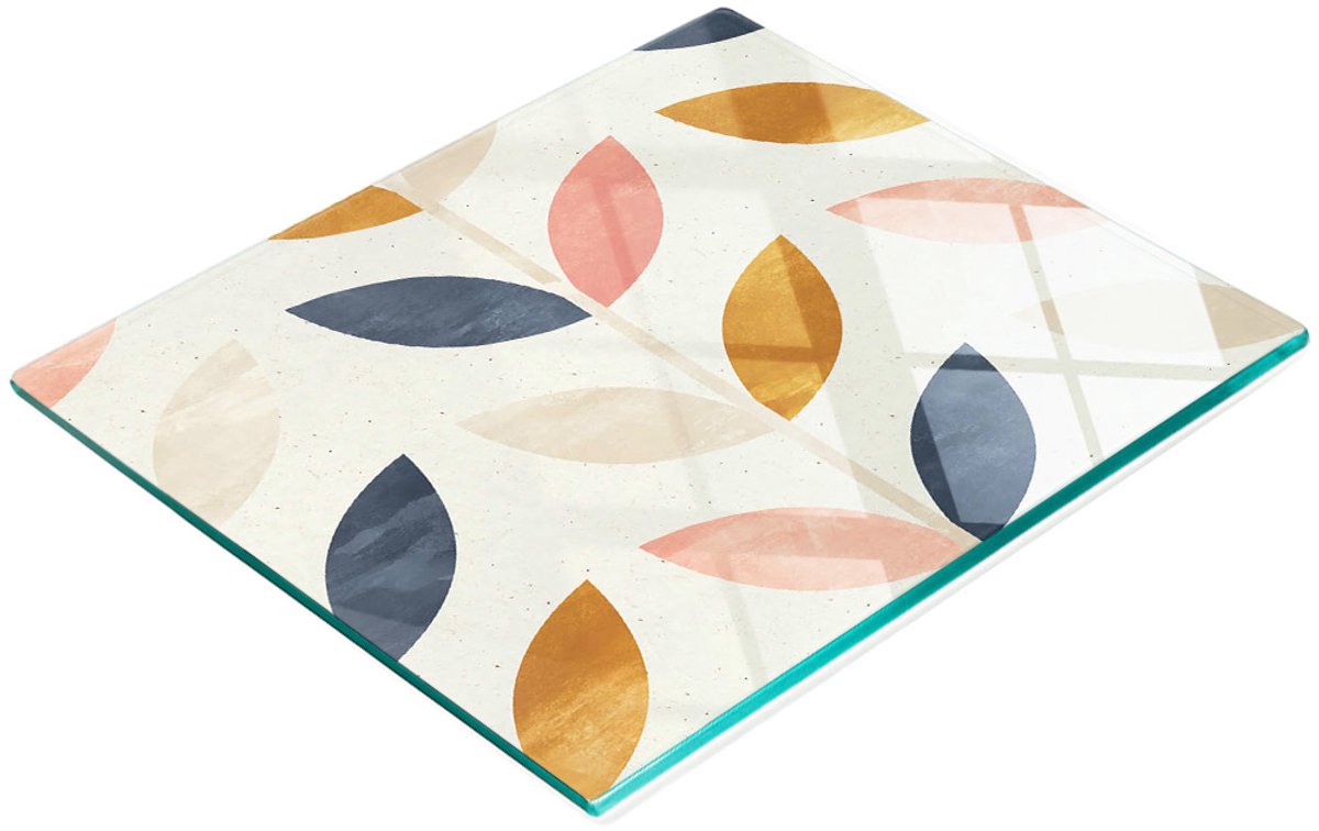 Stijlvol en duurzaam glazen bord met print, Scandinavische stijl, 60x52 cm