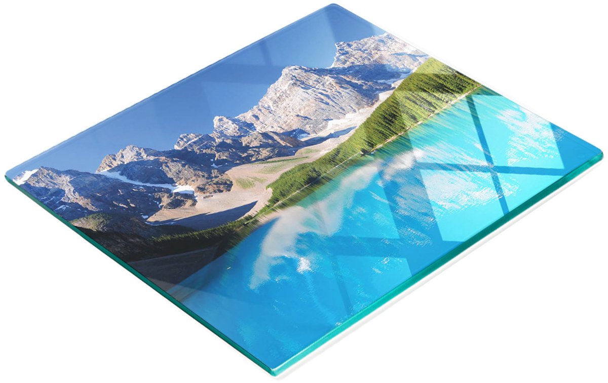 Multifunctionele decoratieve glazen snijplank voor de keuken Morena Lake 60x52 cm