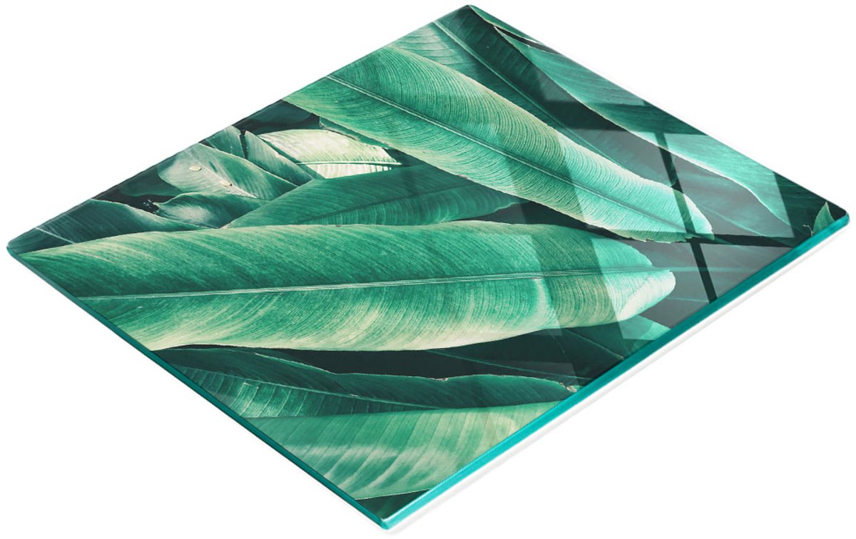 Decoratieve snijplank van gehard glas, vintage bladeren, 60x52 cm
