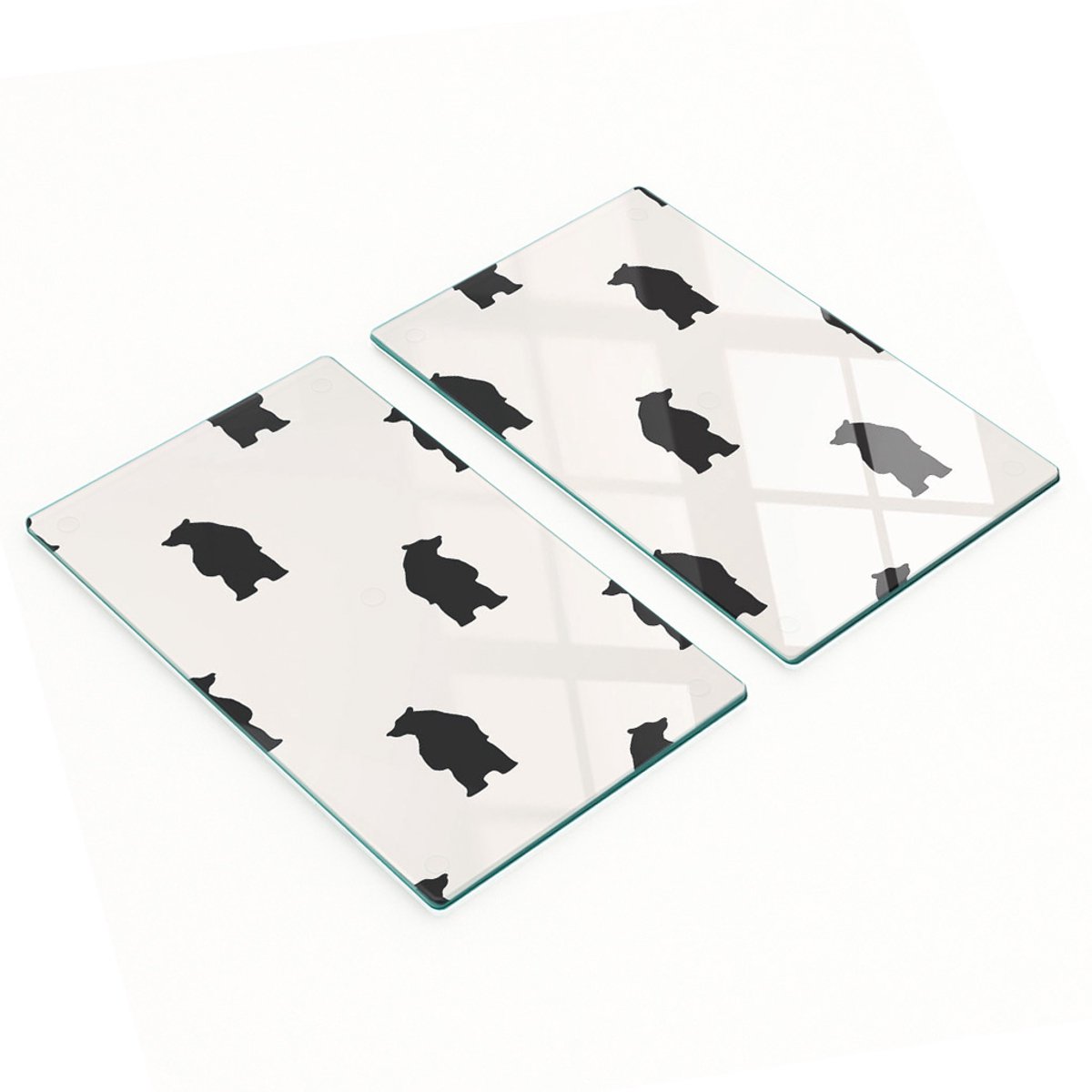 Multifunctionele decoratieve glazen keukenplanken met berenmotief, 2x30x52 cm