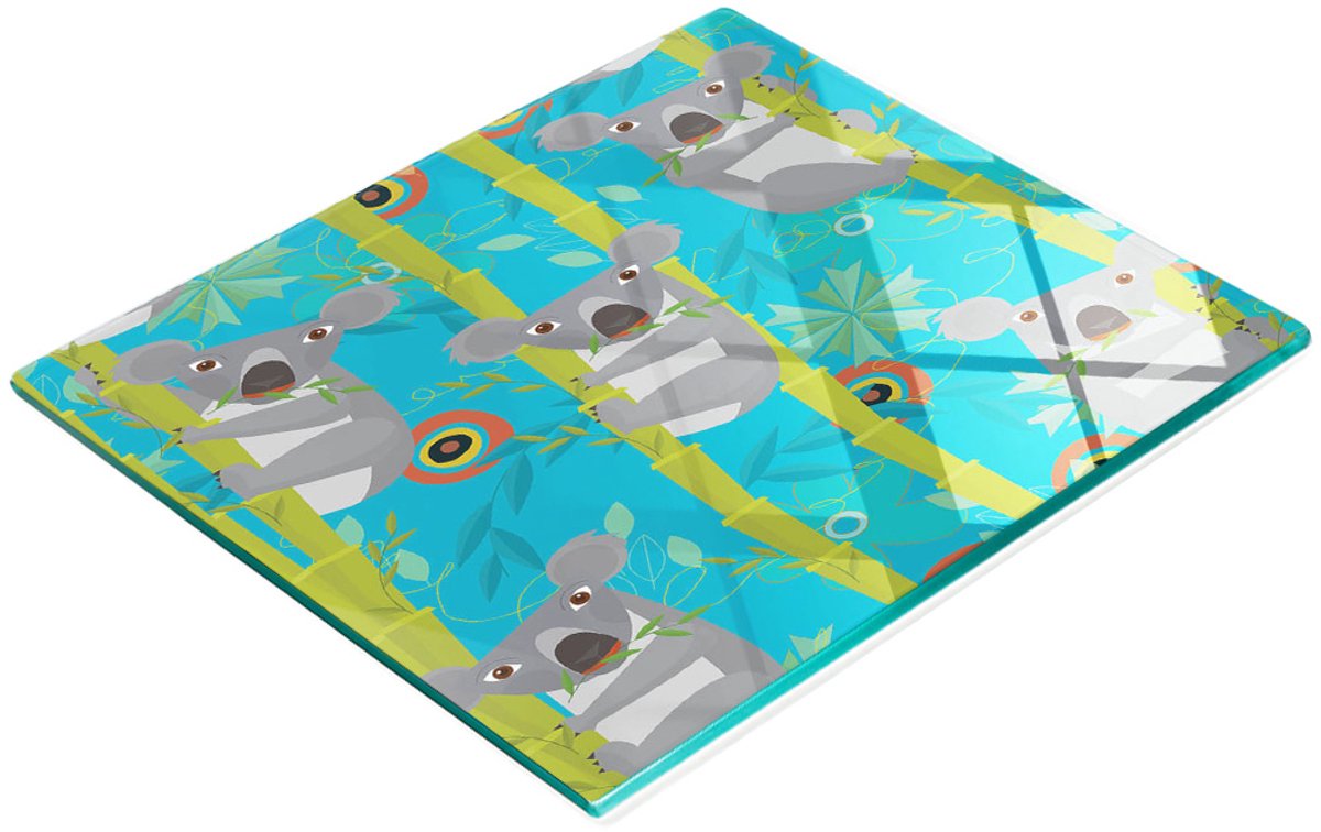 Decoratieve glazen snijplank met koala-afbeelding, 60x52 cm