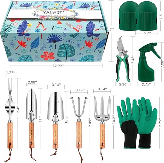 Tuingereedschapsset 10-Delig - Roestvrij Staal - Houten Handvat - Incl. Tas & Handschoenen - Cadeau van Merkloos	 — afbeelding 2