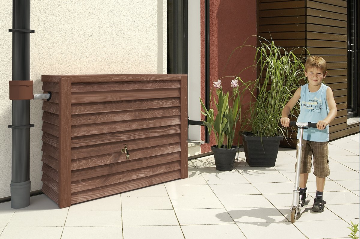 Garantia Woody colonne récupératrice d'eau 350 L bois foncé