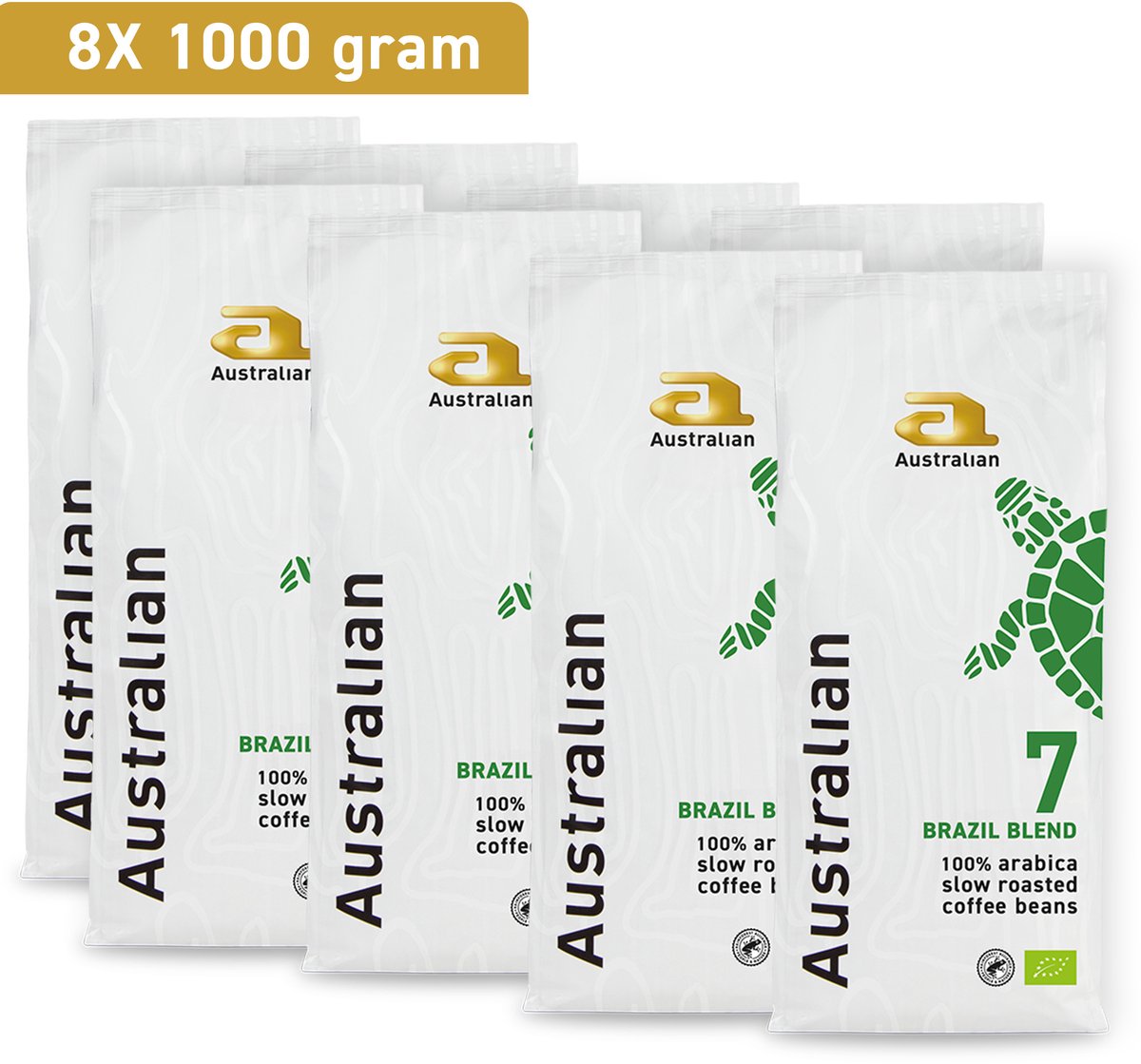 Australian Brazil Special Blend koffiebonen - 1000 gram - 8 zakken - BIO/RFA