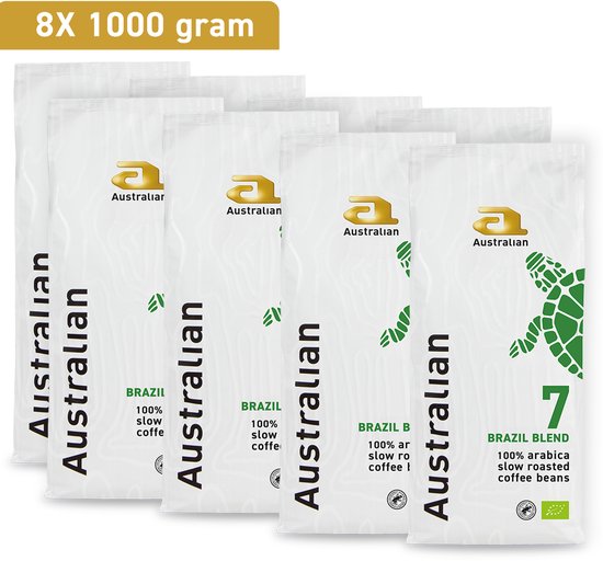 Australian Brazil Special Blend koffiebonen - 1000 gram - 8 zakken - BIO/RFA