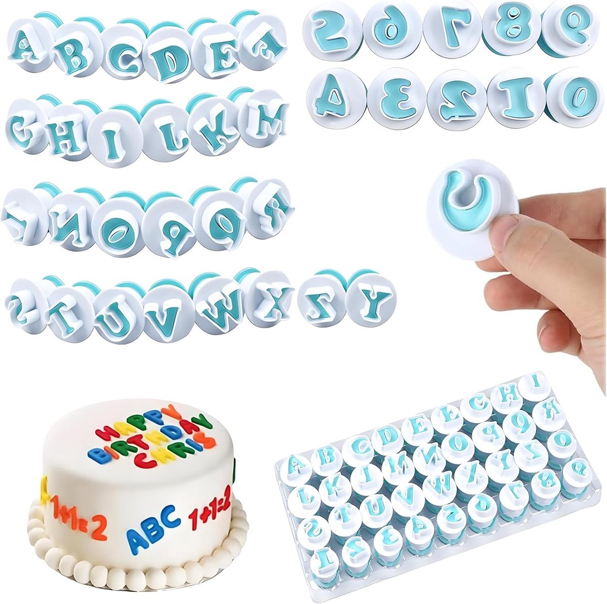 Killogood Een set van 36 herbruikbare fondantlettervormen, geschikt voor bruiloften, verjaardagen, feesten en taartdecoratie.