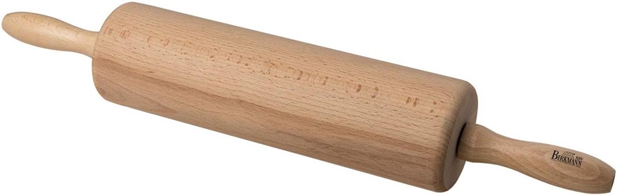 Deegroller - Bakbenodigdheid - Deeg uitrollen - Natuurlijk beukenhout - 25 cm - Wit