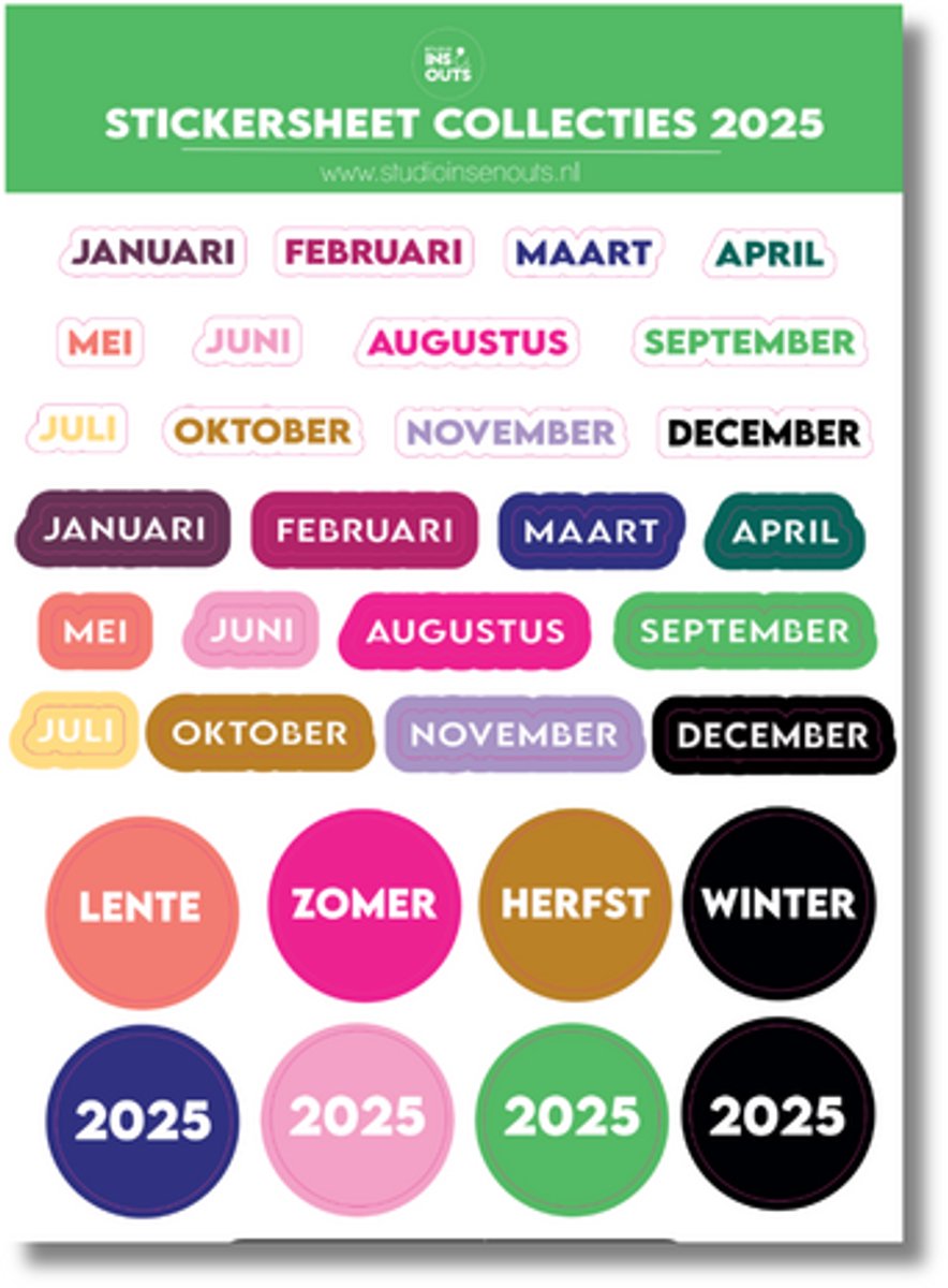 Stickervel Maanden 2025 | Collectie Kleuren