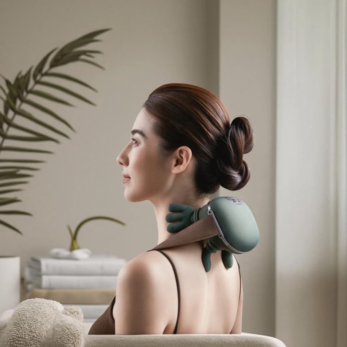 Draagbare verwarmde shiatsu nek- en rugmassager voor diepe weefselmassage