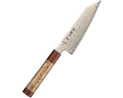Hezhen - Koper Damascus staal (37 laags - 12Cr18MoV kern) - X05C Retro Series - Klein Bunka mes (16.5 cm)