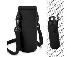 Waterfles Hoes - Fleshouder Draagriem - Buitensporten Wandelen - Geïsoleerd Neopreen Materiaal - 7.5x7.5x19 cm - Zwart
