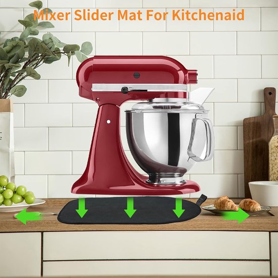 Keukenmachine Glijplank - Mixer Onderstel - Apparaat Verplaatsen - Duurzaam Rubber Materiaal - 34 x 21 cm - Mat Zwart — afbeelding 3