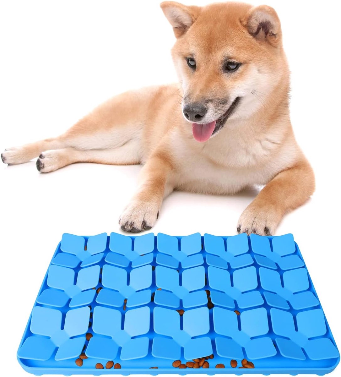 Honden Snuffelmat - Voedingspuzzel Mat - Mentale Stimulatie - Voedselveilige Siliconen - 20 x 30 cm - Blauw