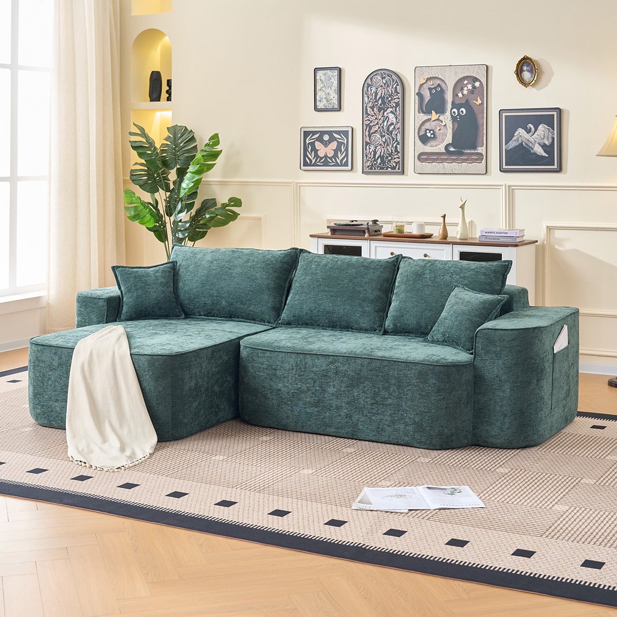 MODFU Hoekbank - Modulaire L-Vorm - Minimalistisch - Chenille - Groen