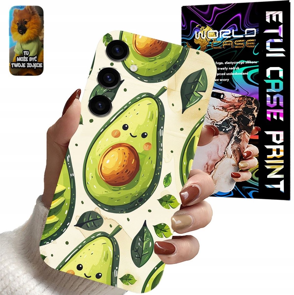 Hoesje voor Samsung Galaxy S24 met avocado-fruitpatroon + glas