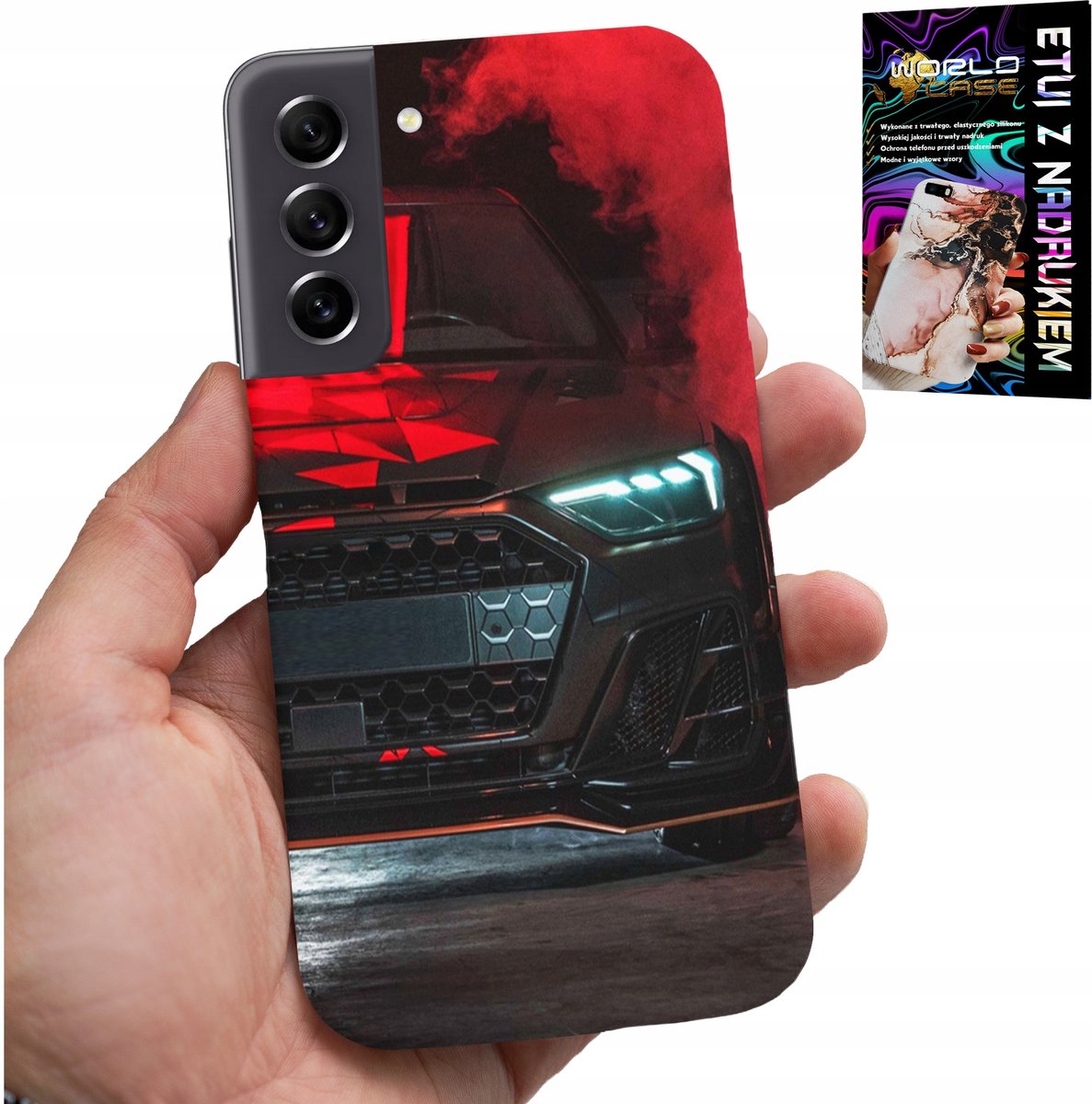 HOESJE VOOR SAMSUNG GALAXY S22 PLUS - SPORTWAGENS, AUTOVENTILATOR + GLAS