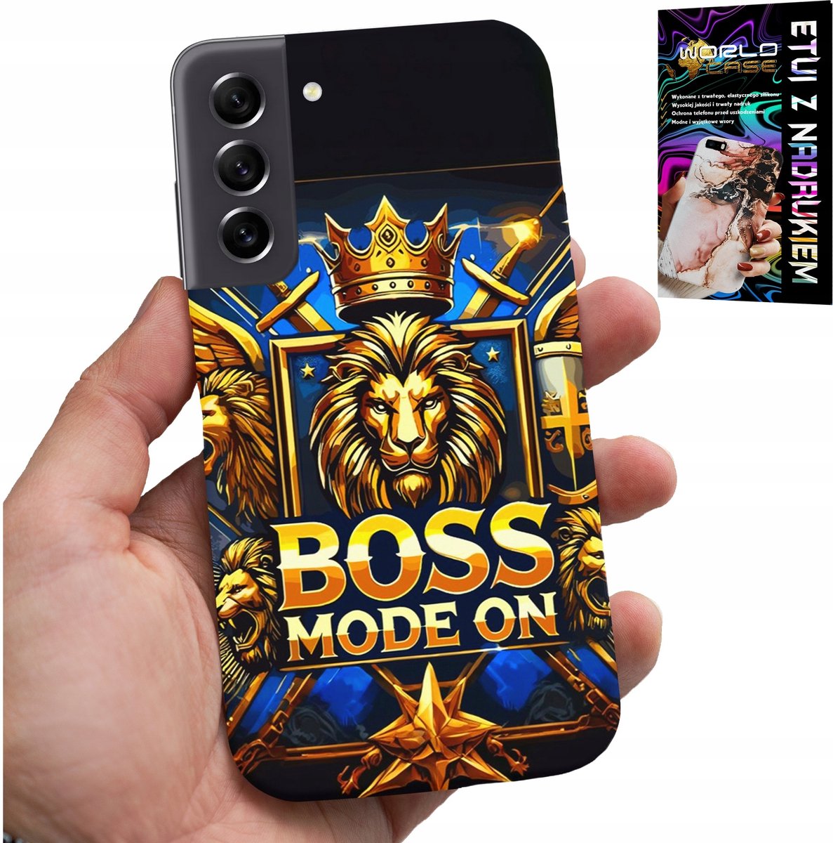Hoesje voor Samsung Galaxy S21 FE - Boss Lion met kroon op de wijzerplaat + folie