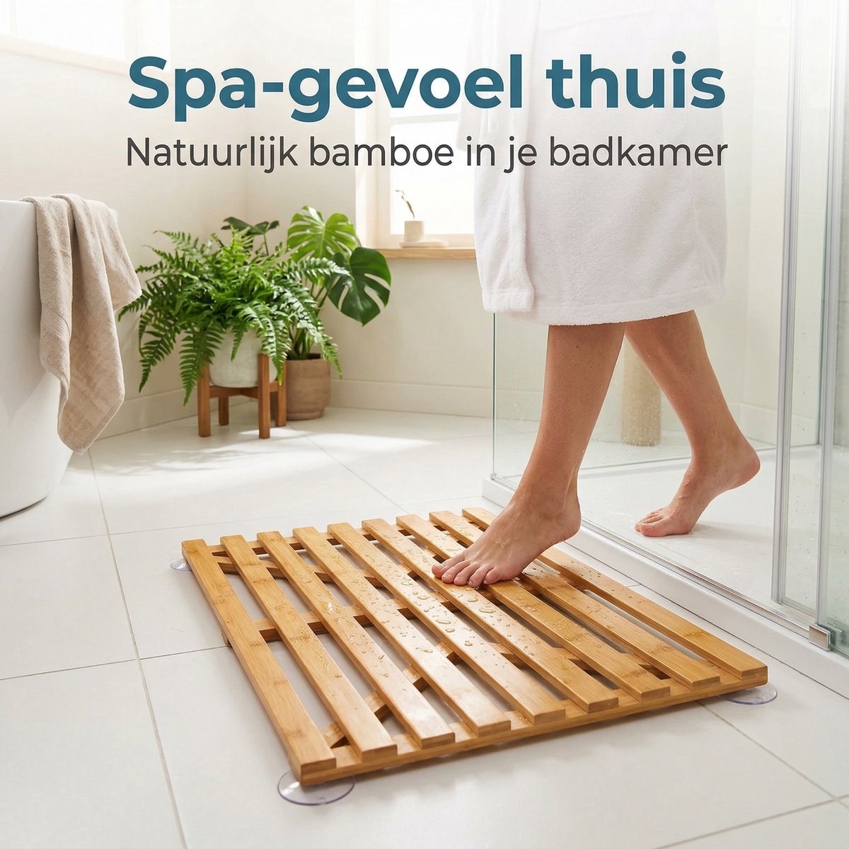 Lomera Douchemat Bamboe Antislip - Badmat - Houten Douchemat - Badkamermat - Saunamat - Bamboe Badmat - Houten Badmat - Bamboemat - Antislip Badmat - Zwembadmat - Voor Bad, Douche, Sauna en Zwembad — cadeau in Wonen & Interieur - foto 5
