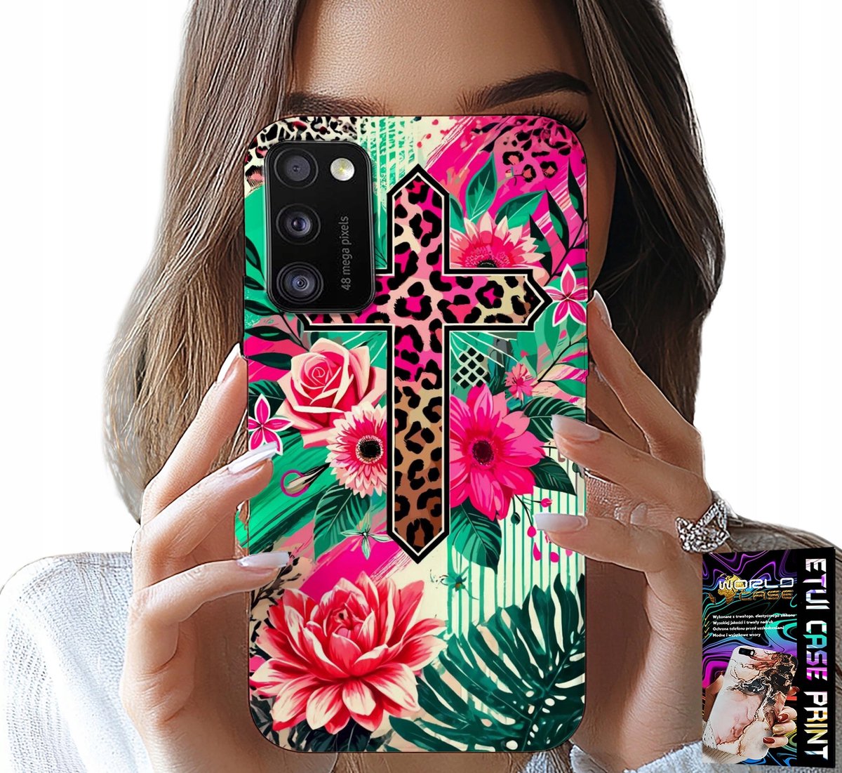 HOESJE VOOR SAMSUNG GALAXY A41 - KRUIS, ROOS, CHRISTELIJKHEID, JEZUS ACHTERKANT