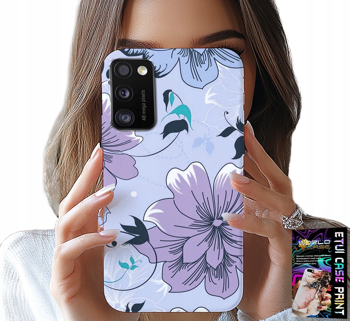 HOESJE VOOR SAMSUNG GALAXY A41 - BLOEMEN, MODIEUZE PATRONEN, ACHTERKANT