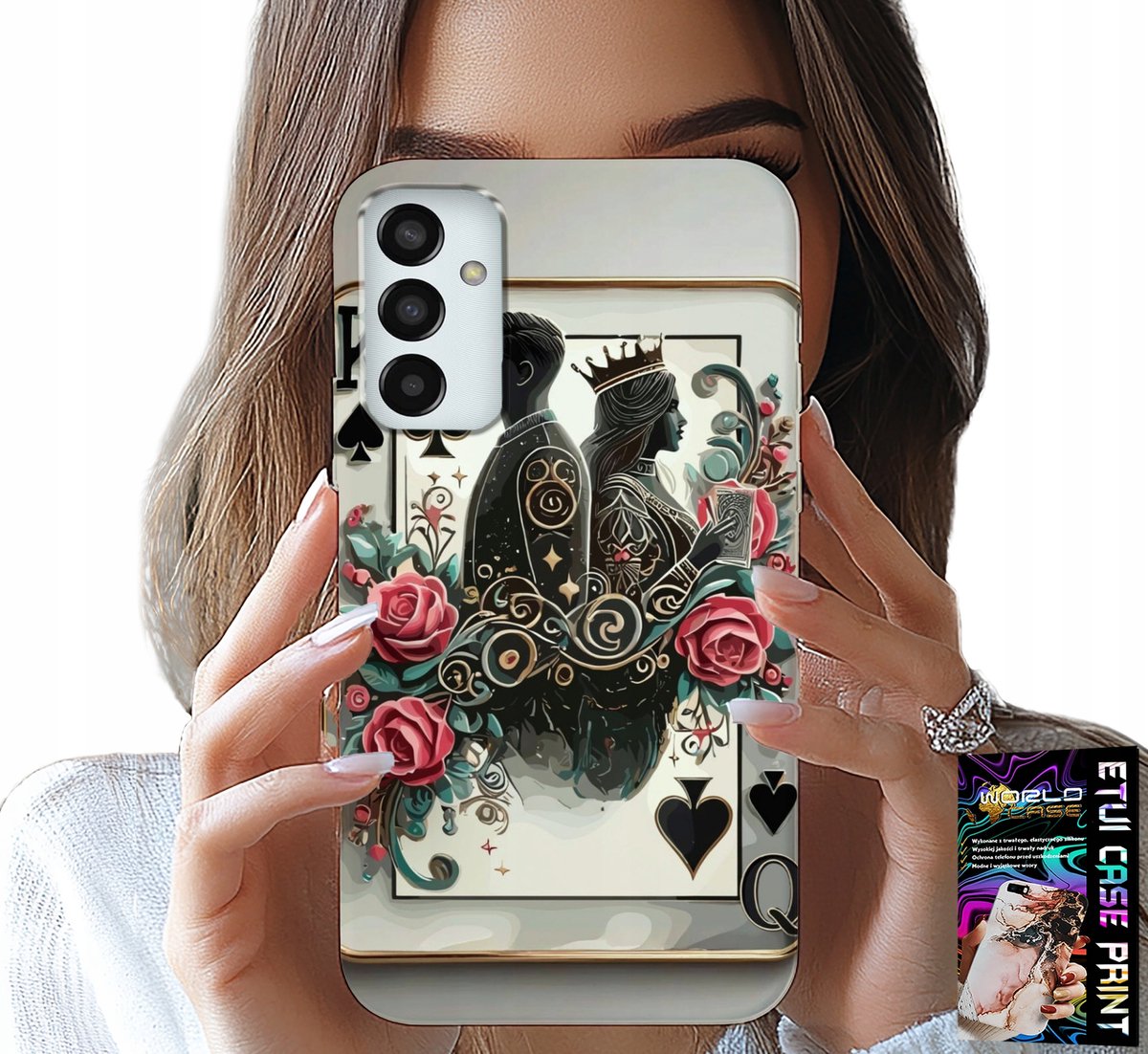 HOESJE VOOR SAMSUNG GALAXY M13 4G - KING QUEEN POKERKAARTEN + GLAS
