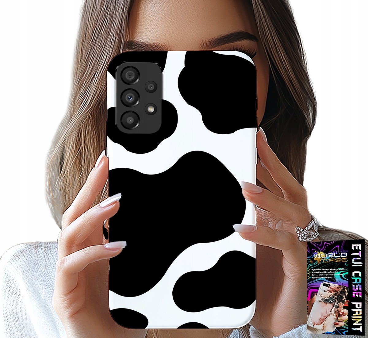 HOESJE VOOR SAMSUNG A52 / A52S - ZWART-WIT KOELPATCHES, MODIEUZE PATRONEN