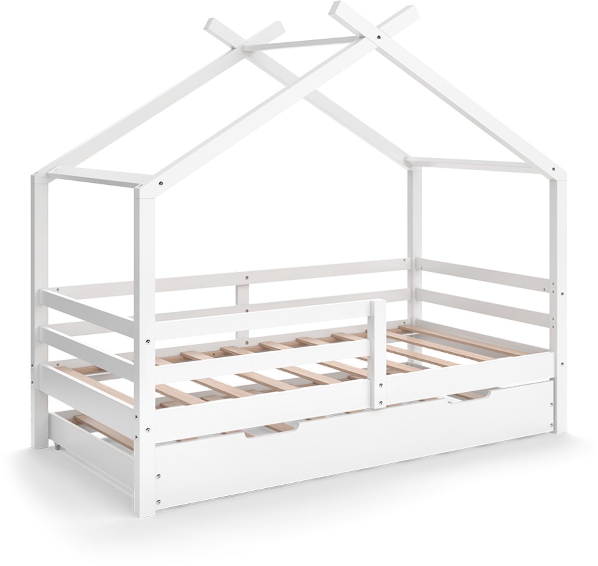 vitalispa Luni Huisbed – 160 x 80 cm met uitschuifbaar logeerbed Wit