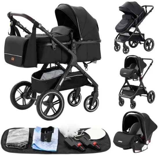 AURORAS-Luxe 3-in-1 Kinderwagen – Buggy + Reiswieg + Autostoel – Opvouwbaar & Lichtgewicht – Omkeerbare Zitting – Aluminium Frame – Vanaf Geboorte