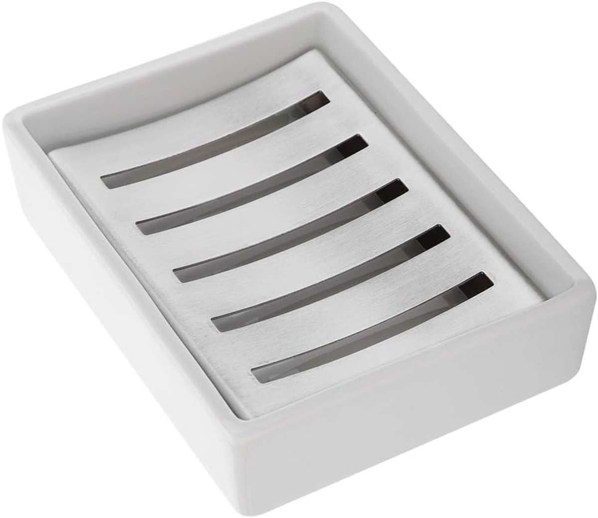 Zeepbakje - Zeep houder - Badkamer Keuken - Dubbele laag afvoer - 113 x 86 cm - Wit