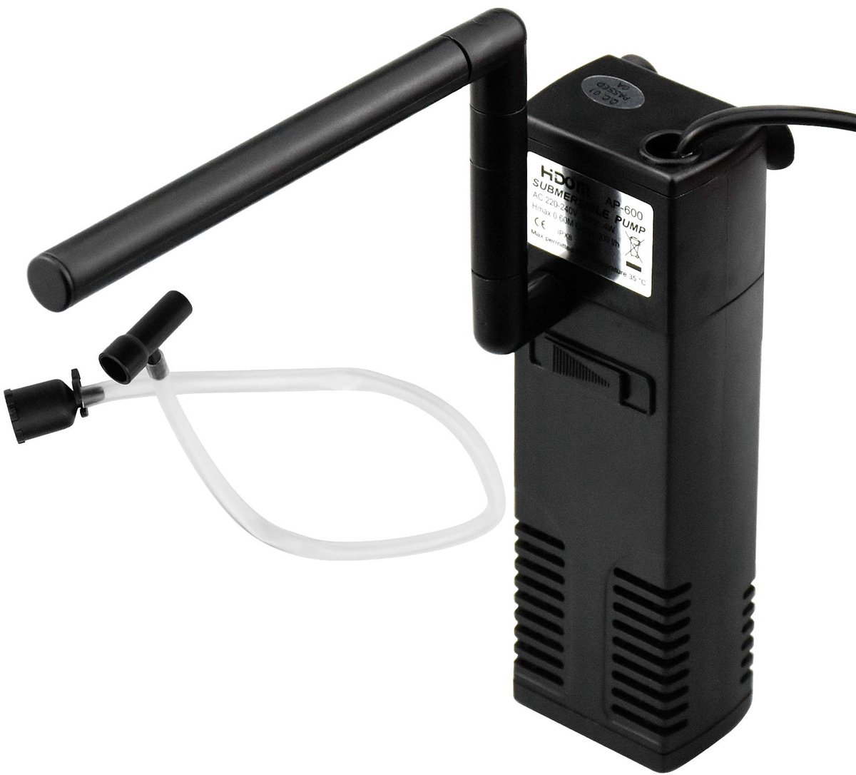 carmderin - Aquarium Binnenfilter - Voor 20-60 L - 3W/4W - Instelbare Pomp - Inclusief Filterspons - Interne Filter voor Aquarium