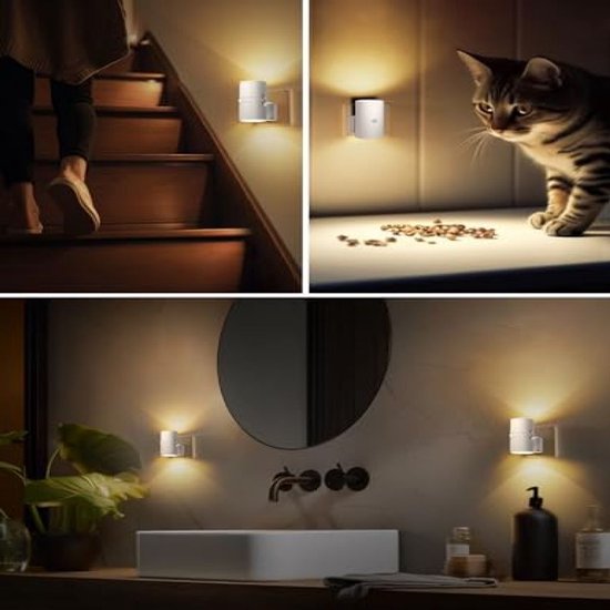 Nachtlampje met bewegingssensor - Stekkerlamp - 3 standen (Aan/Automatisch/Uit) - Instelbare helderheid - Geschikt voor stopcontact - Ideaal voor gangen, keukens, badkamers, slaapkamers en trappenhuizen - Warm wit licht van Merkloos — afbeelding 3