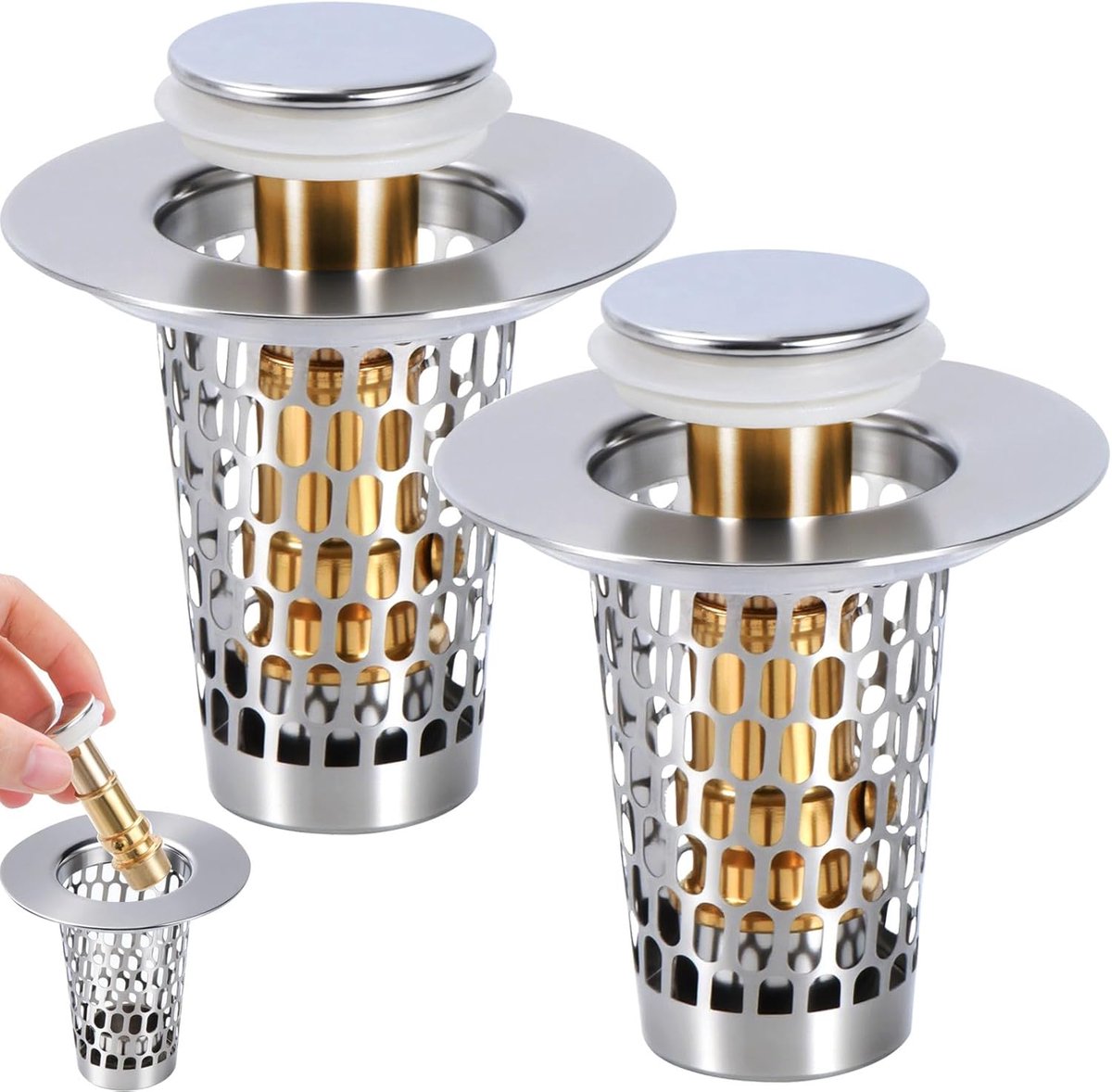 Badkamer Afvoerstop - Haarvanger Douche - Voorkomt Verstopping - 3-in-1 Ontwerp - 29-41 cm - Zilver