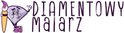 Logo met een diamantkarakter dat een verfkwast vasthoudt, naast de tekst "DIAMANTOWY Malarz".
