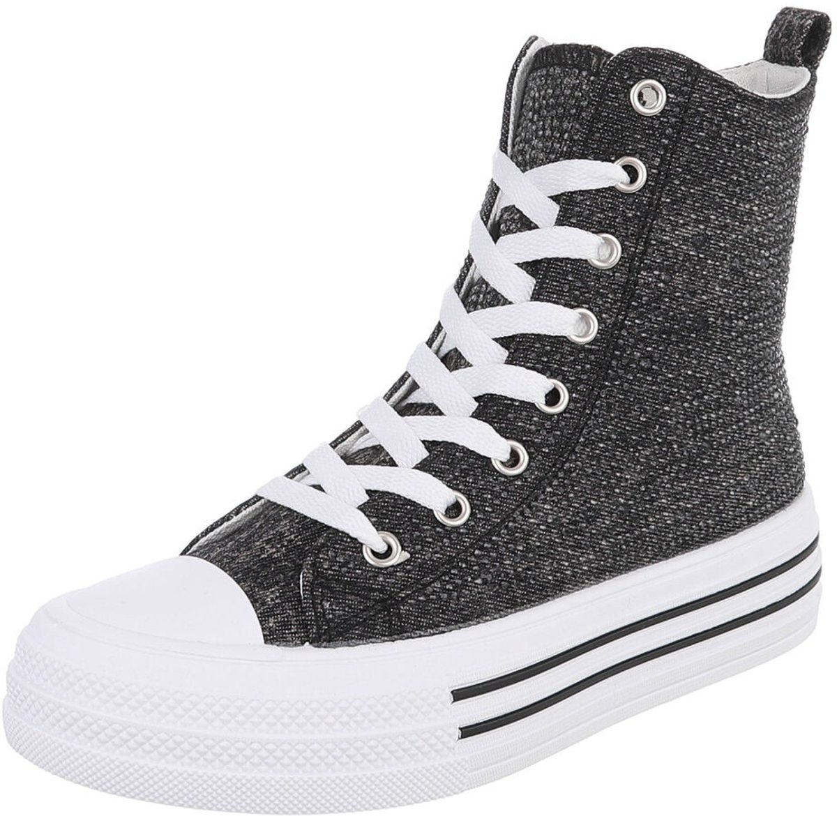 Dames hoge sneaker zwart wit maat 38