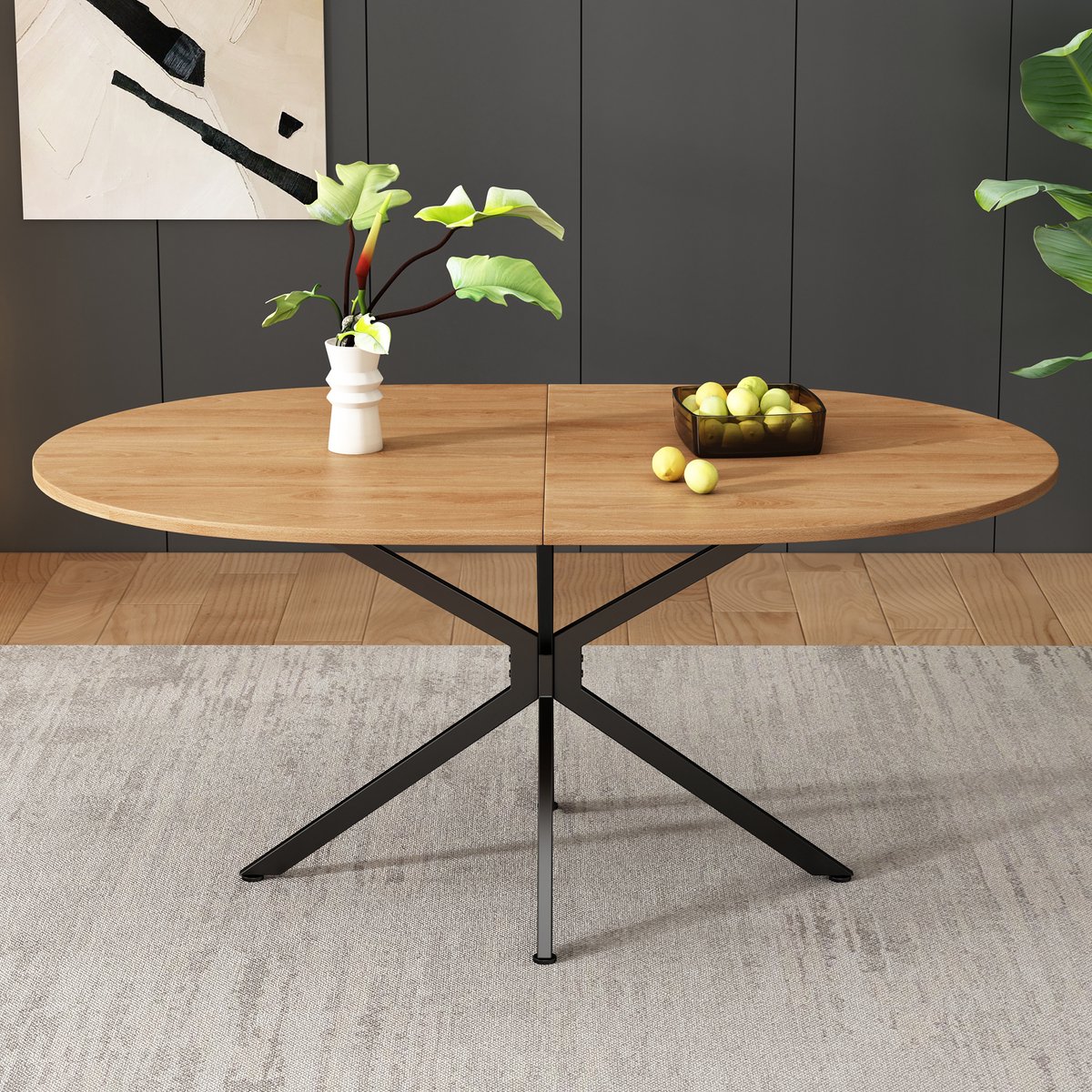 REDOM Eettafel - Kruispoten - Modern - Voor 4-6 Personen - MDF - Naturel Natuurlijk