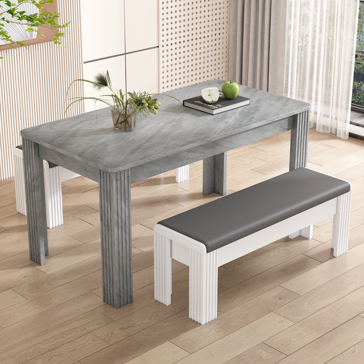 REDOM - Eettafel - Rechthoekig - Vier Poten - Moderne Stijl - Spaanplaat - Grijs