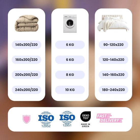 HappyBed All year dekbed enkel 140x200 - Eenpersoonsdekbed - Wasbaar dekbed zonder overtrek - Bedrukt dekbed zonder hoes - Hoesloos Dekbed met Print - Taupe van HappyBed — afbeelding 5